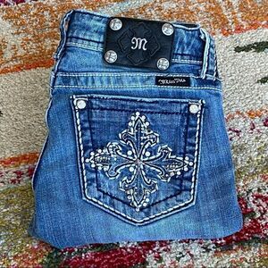 Miss Me Rhinestone Cross Skinny Jeans